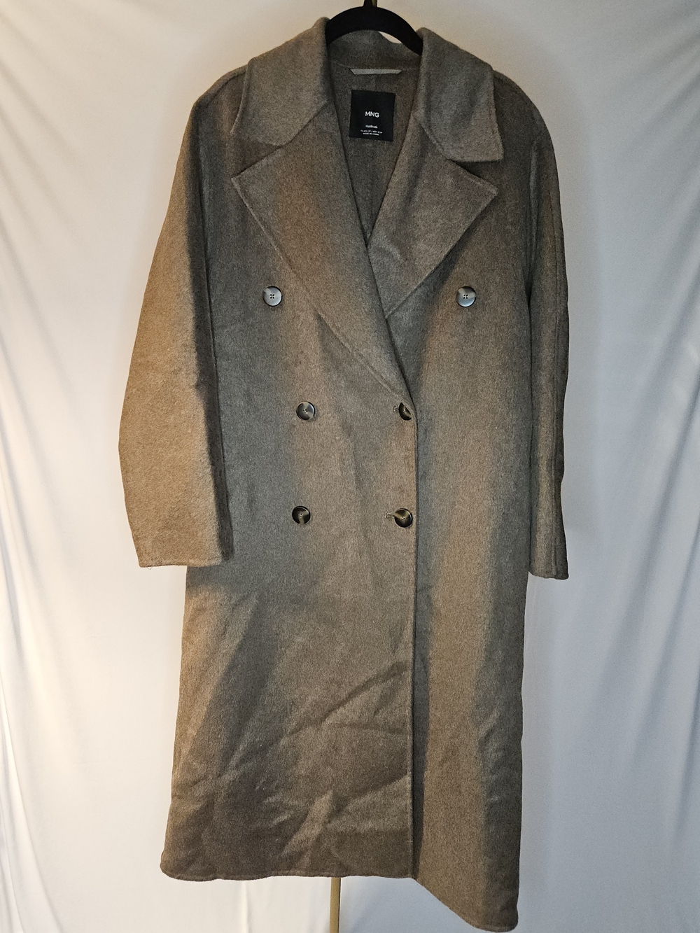 MNG Handmade Wool-Blend Coat in Taupe